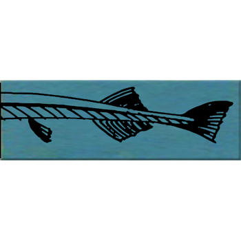 Mosaic House Moroccan tile Raad Needlefish B 13-6 Light Turquoise Black  hand painted 